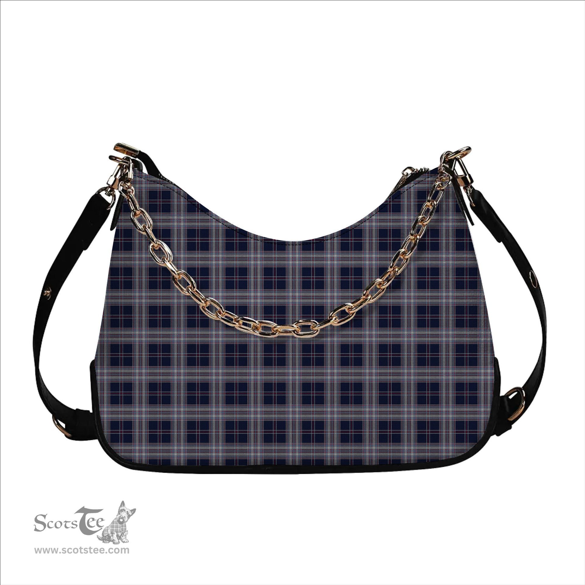 ScotsTee Shop Scottish Yokohama Takashimaya Blue Tartan Handbag Women's Shoulder Bag With Chain