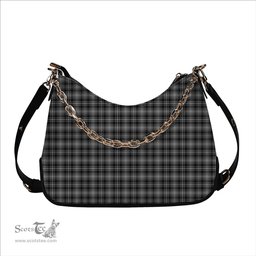 ScotsTee Shop Scottish McLean Black and White Tartan Handbag Women's Shoulder Bag With Chain
