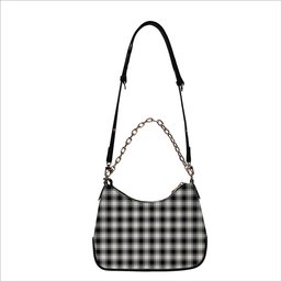 ScotsTee Shop Scottish McPhee B&W Ancient Tartan Handbag Women's Shoulder Bag With Chain