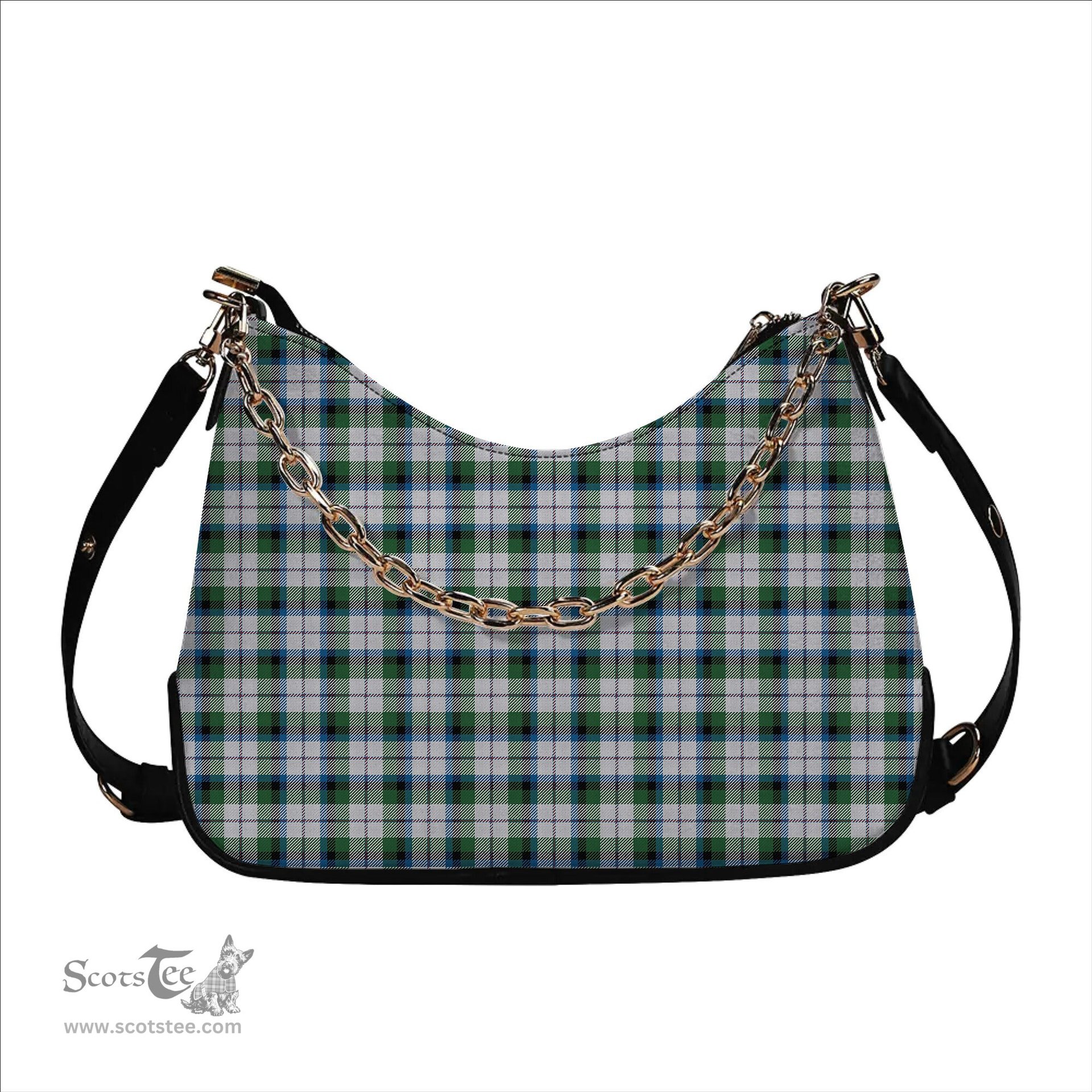 ScotsTee Shop Scottish McNaughton Dress Ancient Tartan Handbag Women's Shoulder Bag With Chain