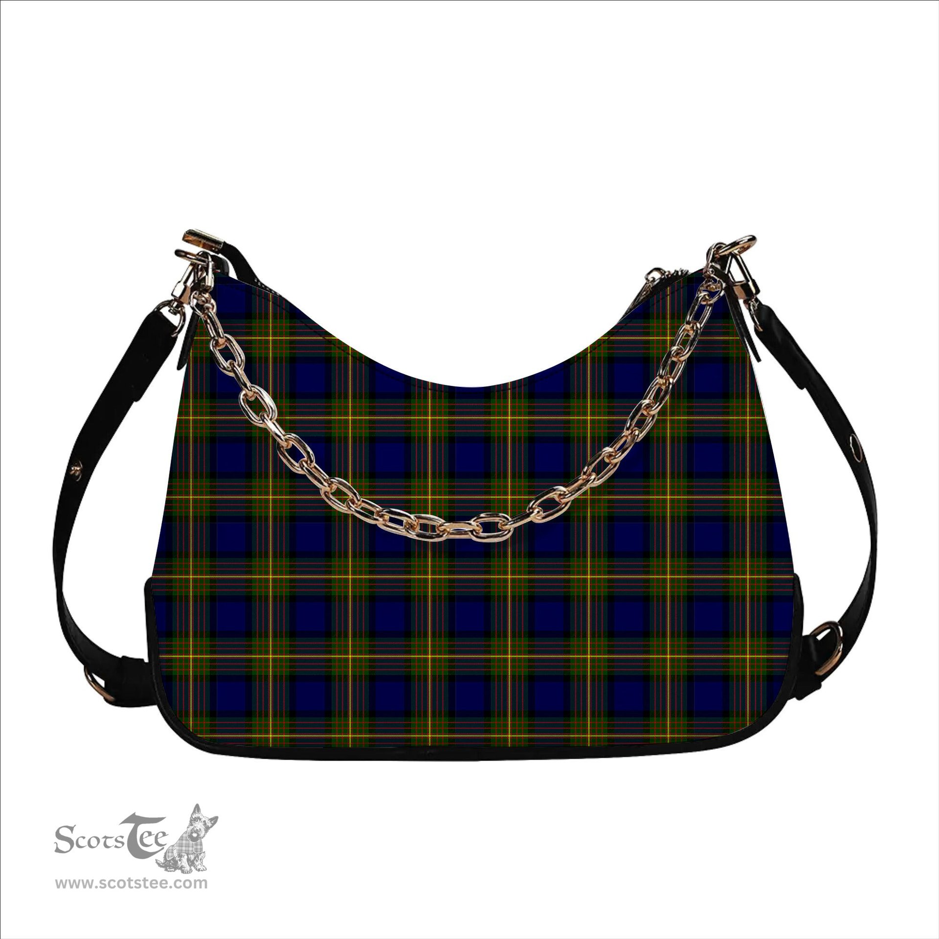 ScotsTee Shop Scottish Muir Tartan Handbag Women's Shoulder Bag With Chain