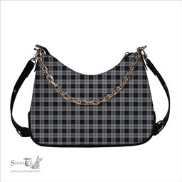 ScotsTee Shop Scottish Menzies Black Dress Tartan Handbag Women's Shoulder Bag With Chain