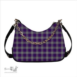 ScotsTee Shop Scottish Menzies Mauve and White Tartan Handbag Women's Shoulder Bag With Chain