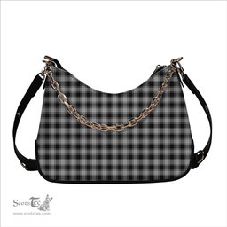 ScotsTee Shop Scottish MacPhee Black and White Tartan Handbag Women's Shoulder Bag With Chain
