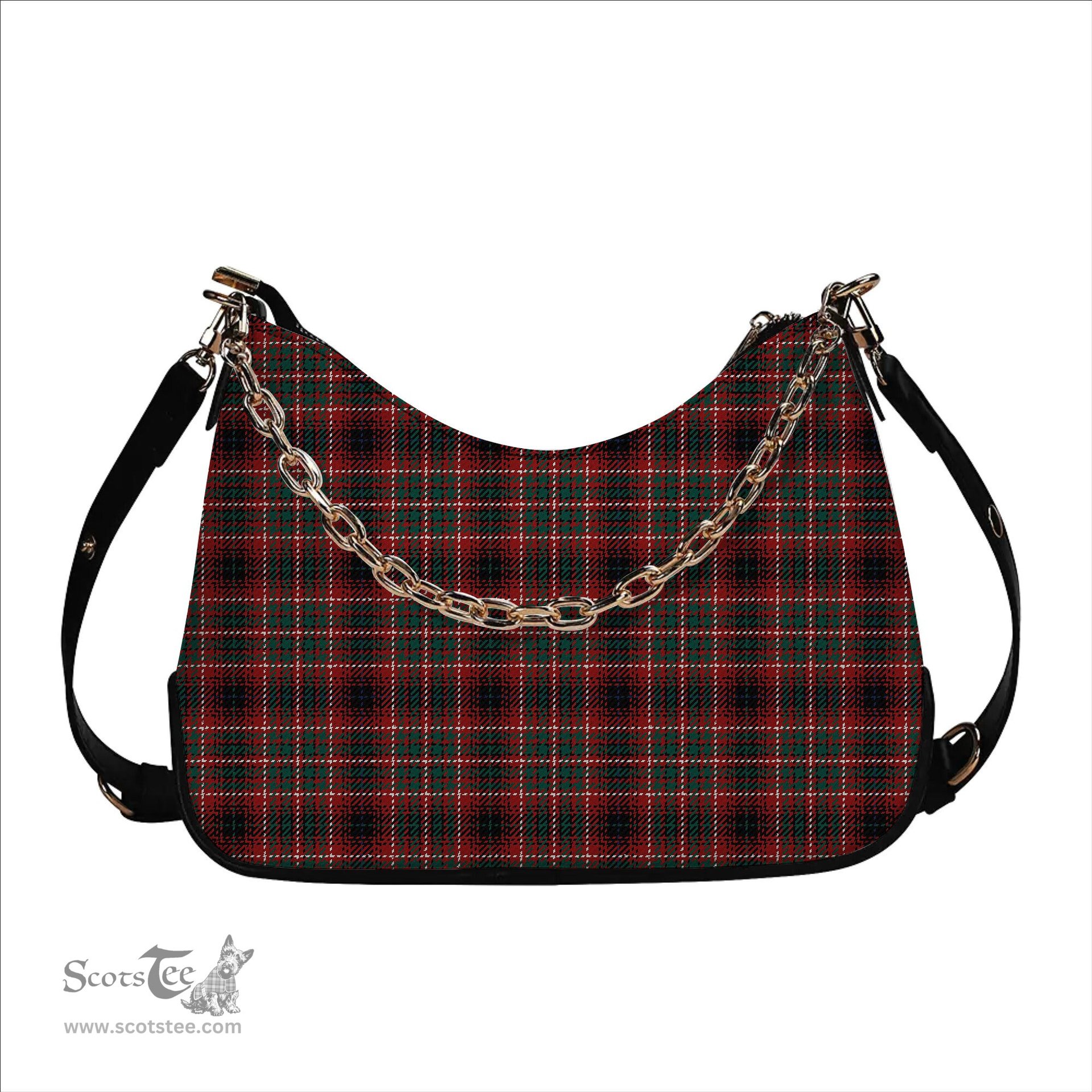 ScotsTee Shop Scottish Innes of Cowie Modern Tartan Handbag Women's Shoulder Bag With Chain