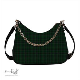ScotsTee Shop Scottish Menzies Green Tartan Handbag Women's Shoulder Bag With Chain