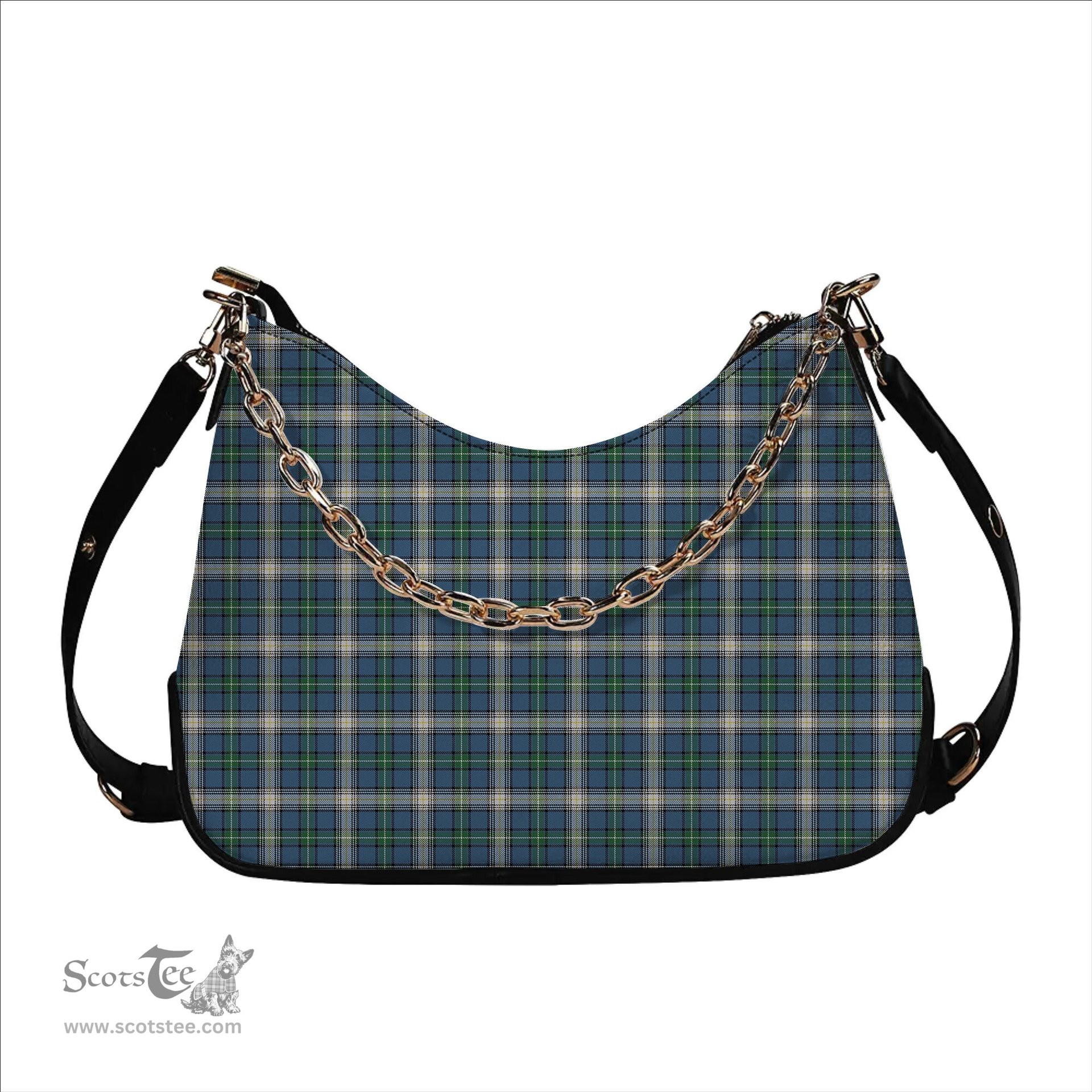 ScotsTee Shop Scottish McDowall Modern Tartan Handbag Women's Shoulder Bag With Chain