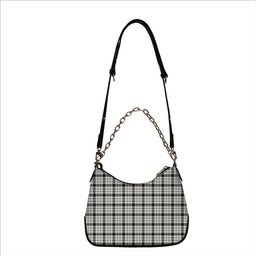 ScotsTee Shop Scottish MacFarlane Black White Ancient Tartan Handbag Women's Shoulder Bag With Chain