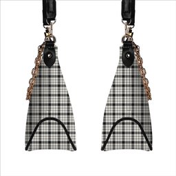 ScotsTee Shop Scottish MacFarlane Black White Ancient Tartan Handbag Women's Shoulder Bag With Chain