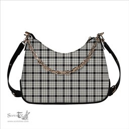 ScotsTee Shop Scottish MacFarlane Black White Ancient Tartan Handbag Women's Shoulder Bag With Chain