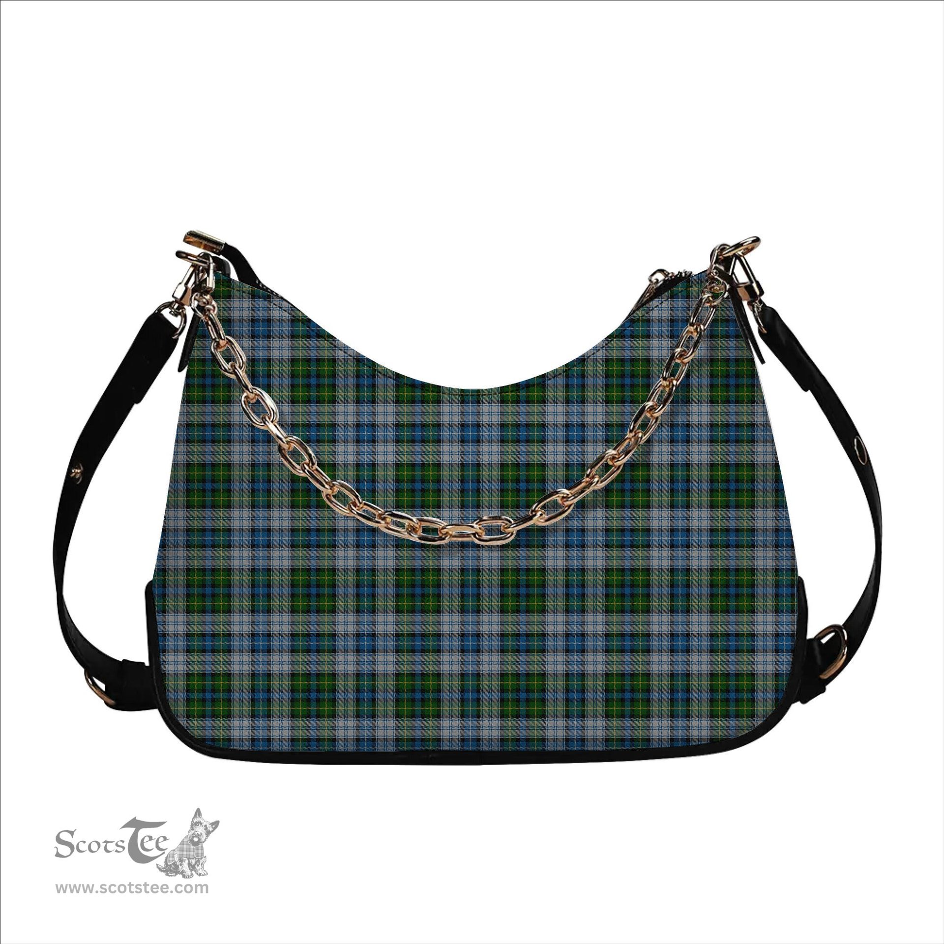 ScotsTee Shop Scottish MacNeil Dress Tartan Handbag Women's Shoulder Bag With Chain