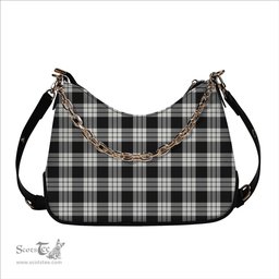ScotsTee Shop Scottish McFarland Black White Tartan Handbag Women's Shoulder Bag With Chain