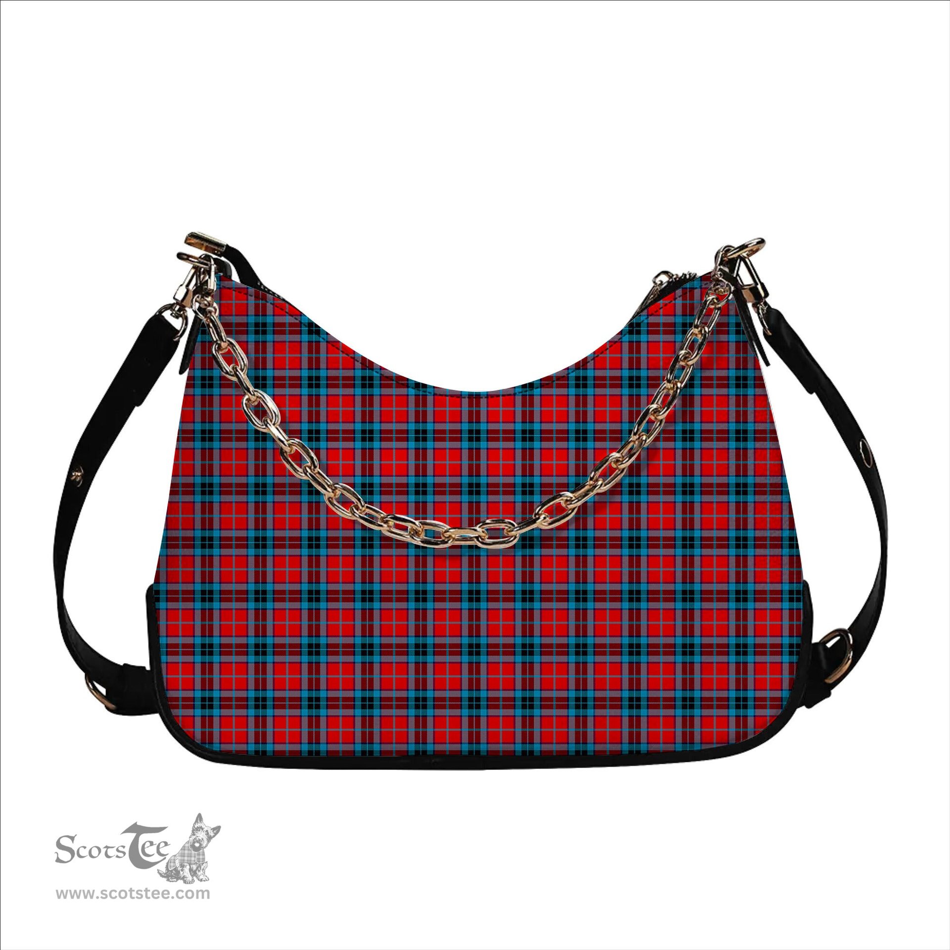 ScotsTee Shop Scottish McTavish Modern Tartan Handbag Women's Shoulder Bag With Chain