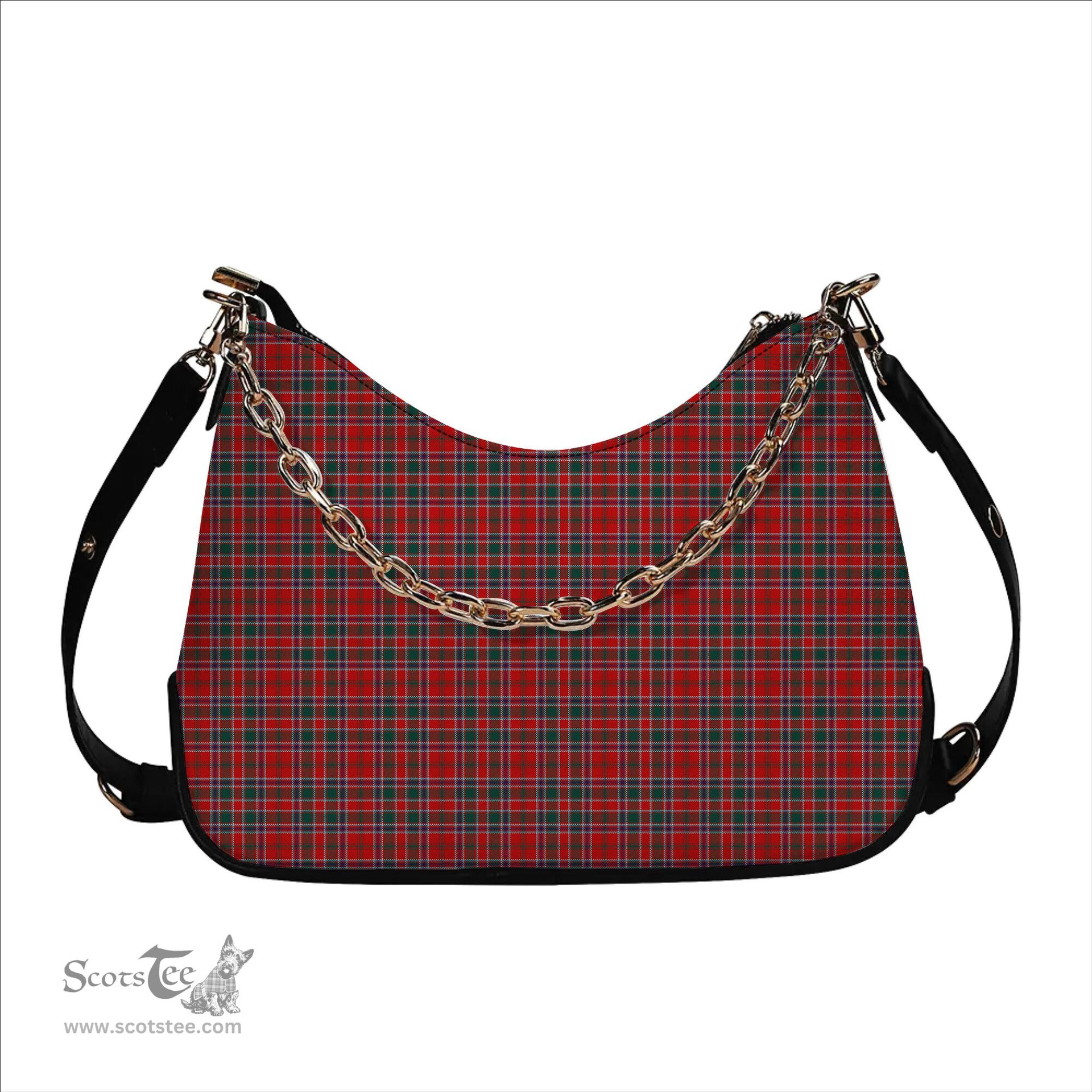 ScotsTee Shop Scottish MacDonald of Lochmaddy Modern Tartan Handbag Women's Shoulder Bag With Chain