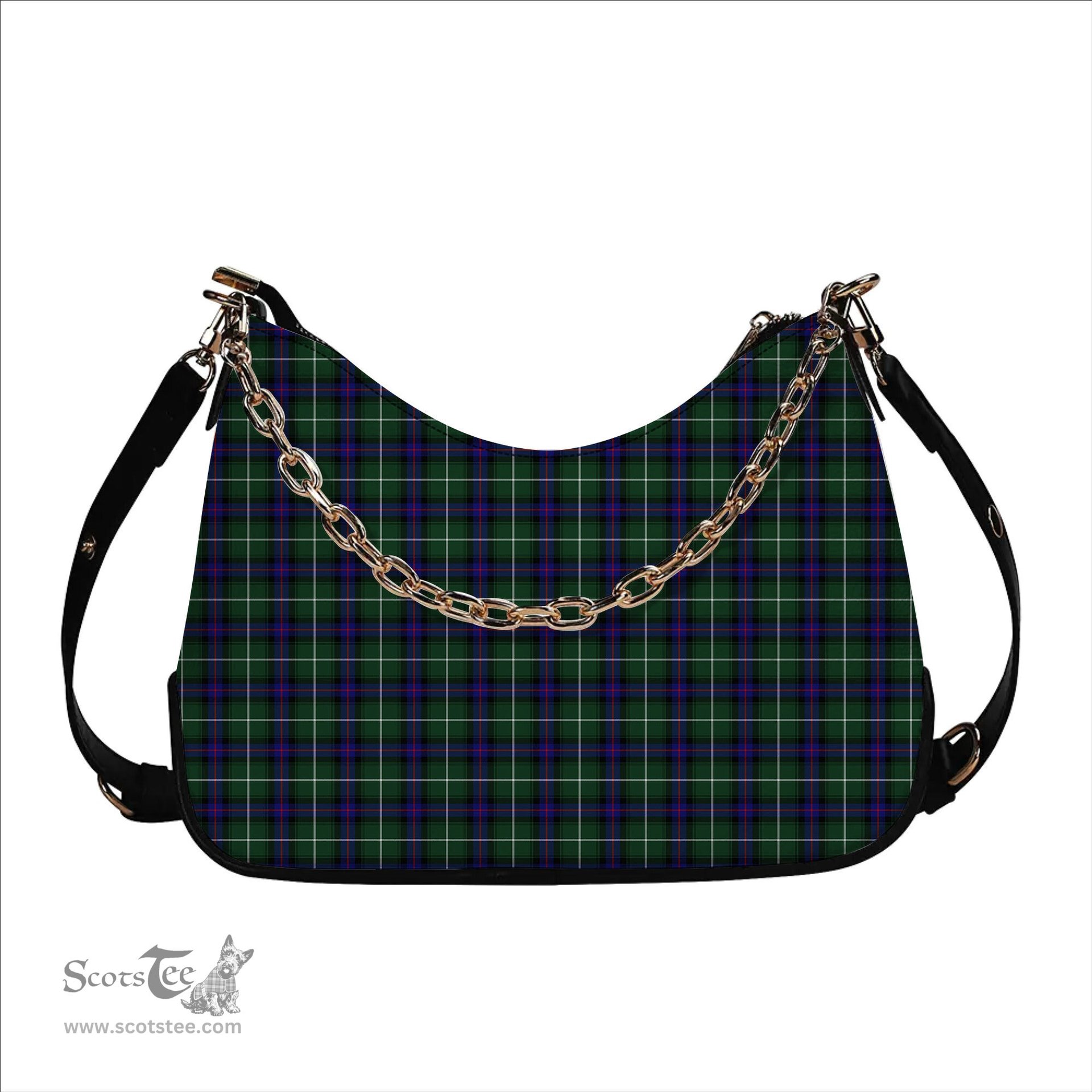 ScotsTee Shop Scottish MacDonald of the Isles Hunting Modern Tartan Handbag Women's Shoulder Bag With Chain