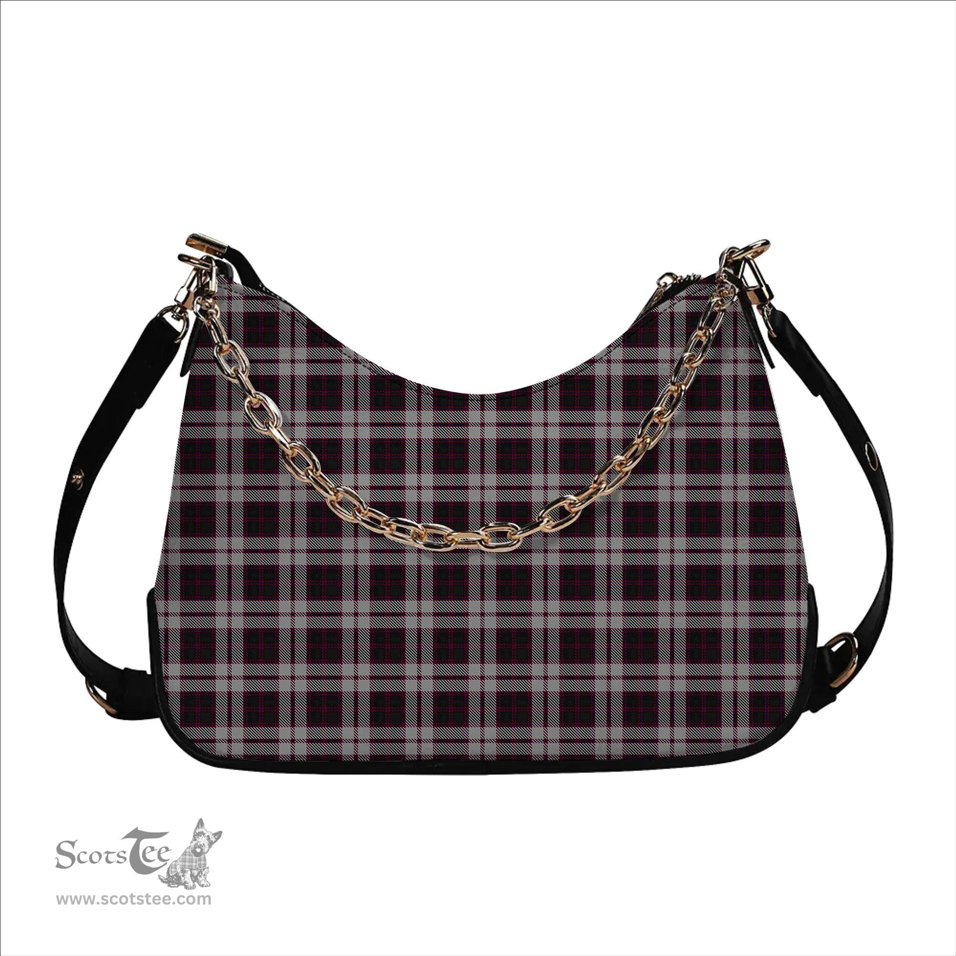 ScotsTee Shop Scottish MacPherson of Pitmain Tartan Handbag Women's Shoulder Bag With Chain