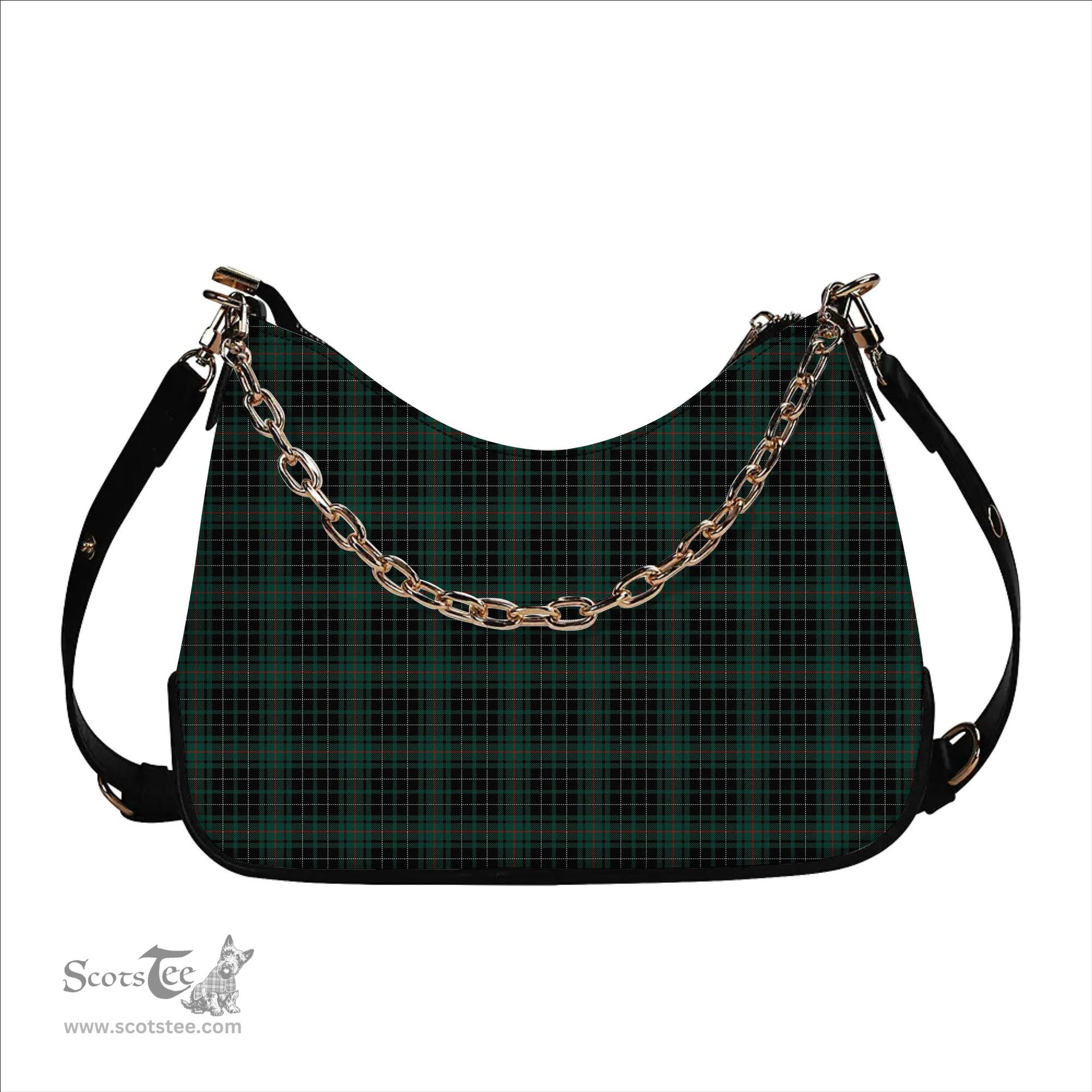 ScotsTee Shop Scottish MacAuley Hunting Modern Tartan Handbag Women's Shoulder Bag With Chain