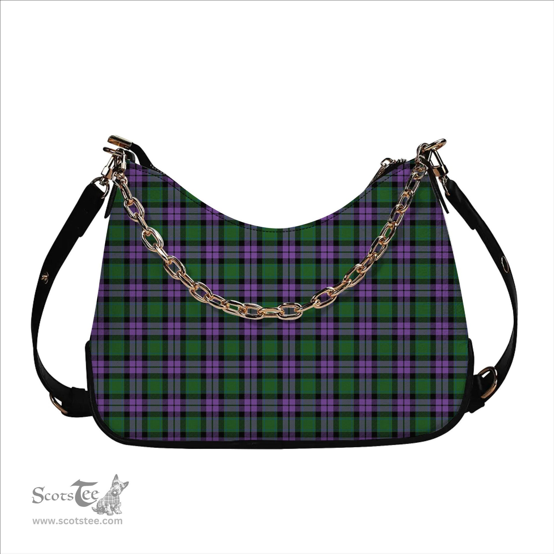 ScotsTee Shop Scottish MacArthur of Milton Ancient Tartan Handbag Women's Shoulder Bag With Chain