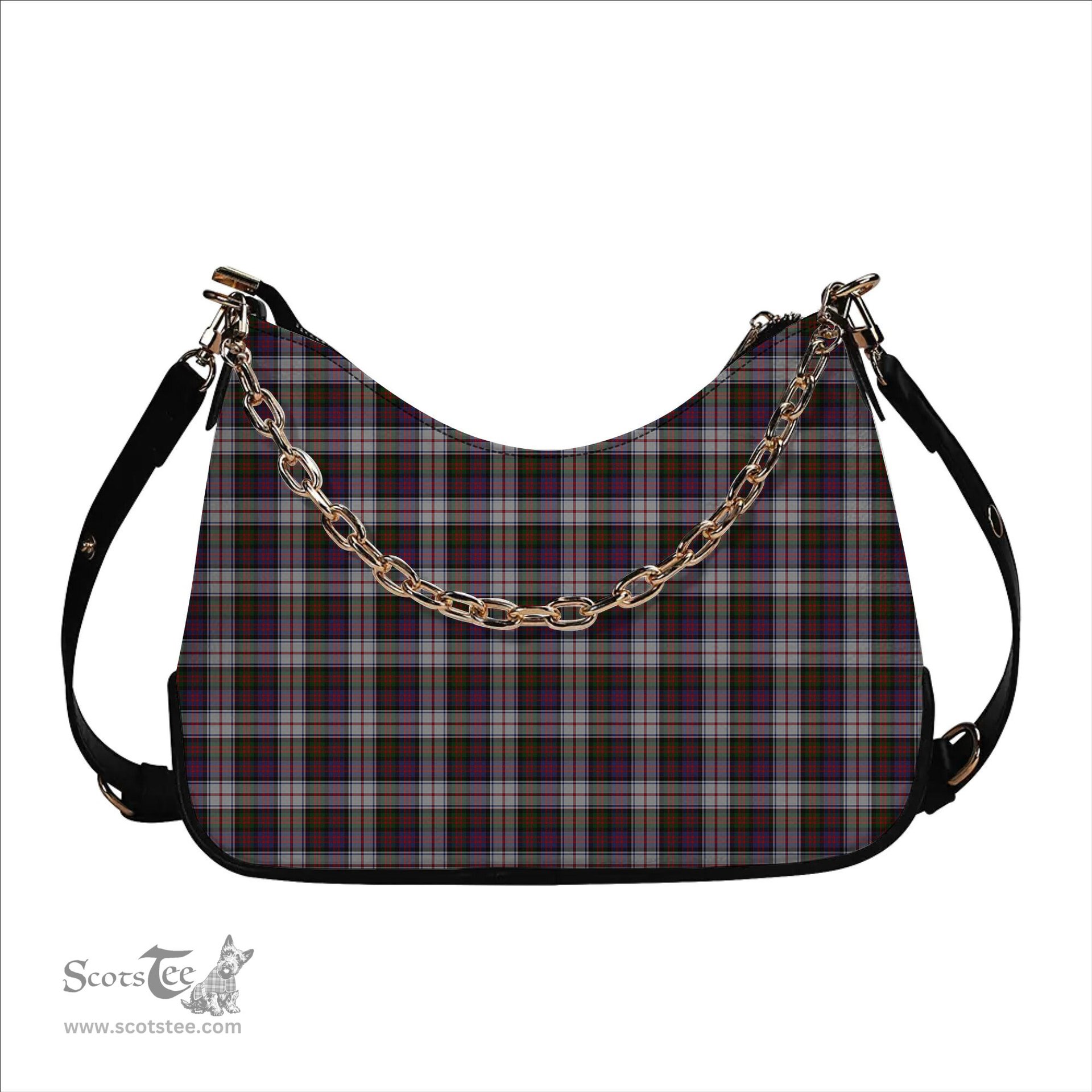 ScotsTee Shop Scottish MacDonald Dress Modern Tartan Handbag Women's Shoulder Bag With Chain