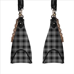 ScotsTee Shop Scottish Menzies Black and White Tartan Handbag Women's Shoulder Bag With Chain