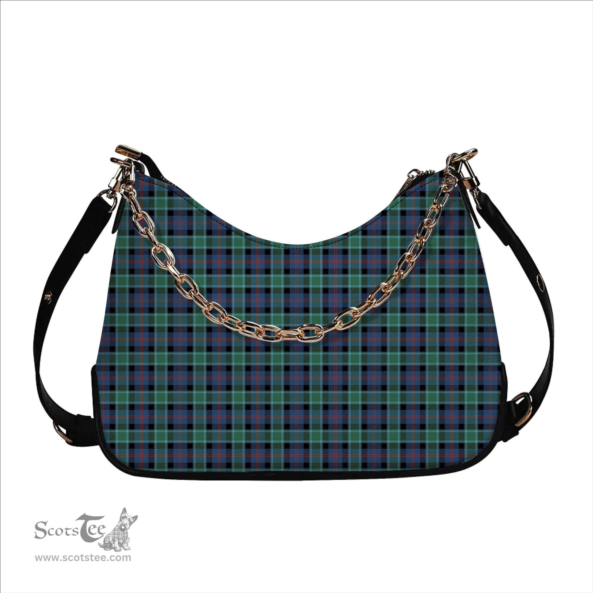 ScotsTee Shop Scottish MacTaggart Ancient Tartan Handbag Women's Shoulder Bag With Chain