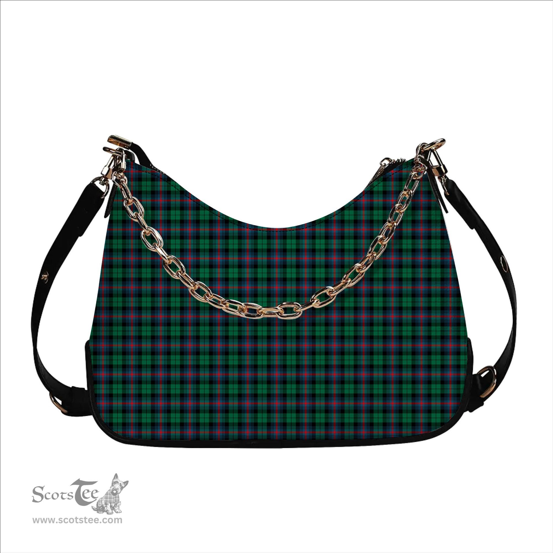 ScotsTee Shop Scottish Urquhart Broad Red Ancient Tartan Handbag Women's Shoulder Bag With Chain