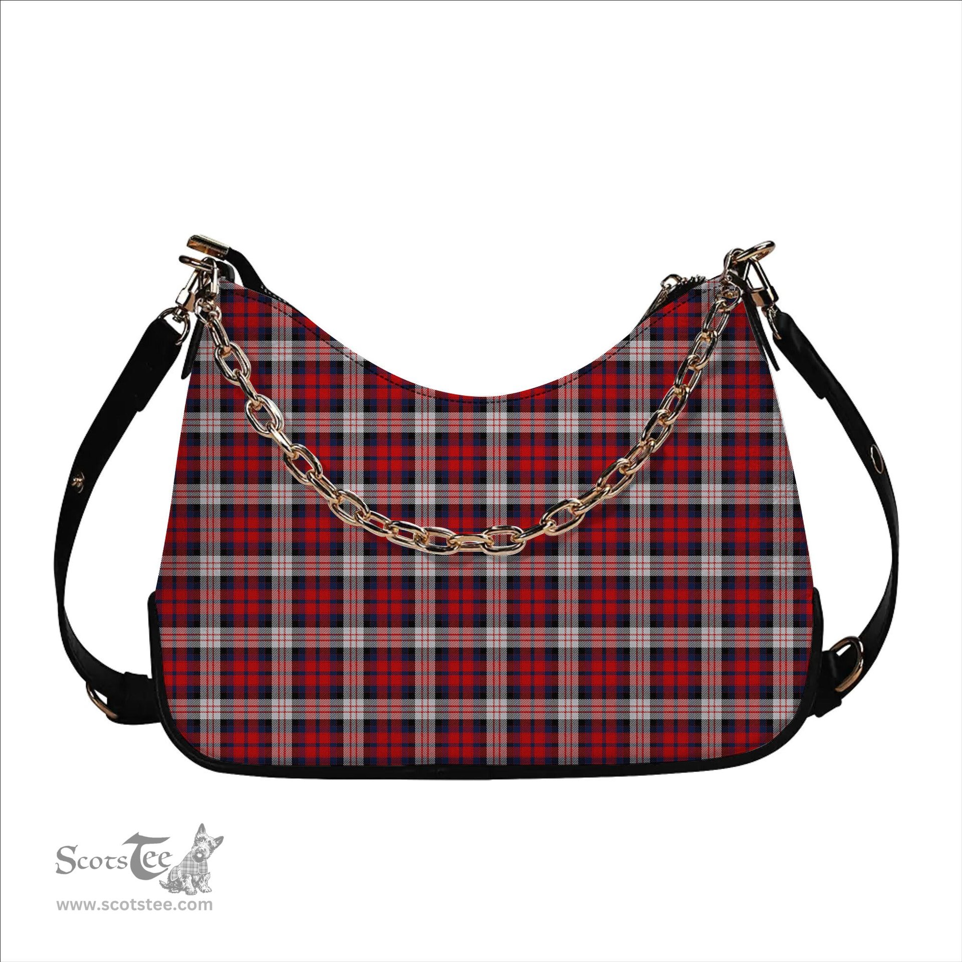 ScotsTee Shop Scottish McDonald Dress Irish Modern Tartan Handbag Women's Shoulder Bag With Chain