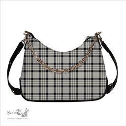 ScotsTee Shop Scottish MacFarlane Black White Modern Tartan Handbag Women's Shoulder Bag With Chain
