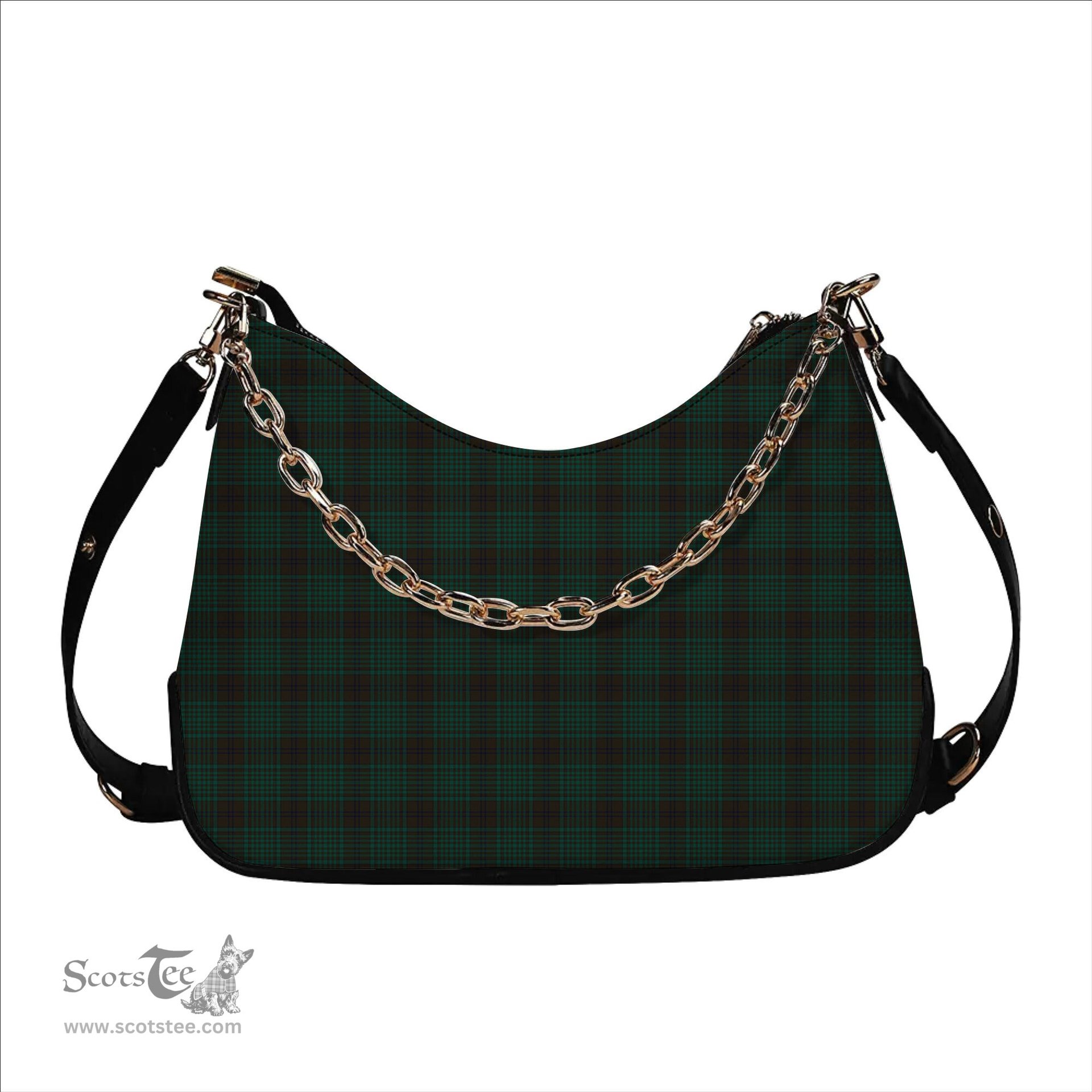 ScotsTee Shop Scottish MacGillivray Hunting Modern Tartan Handbag Women's Shoulder Bag With Chain