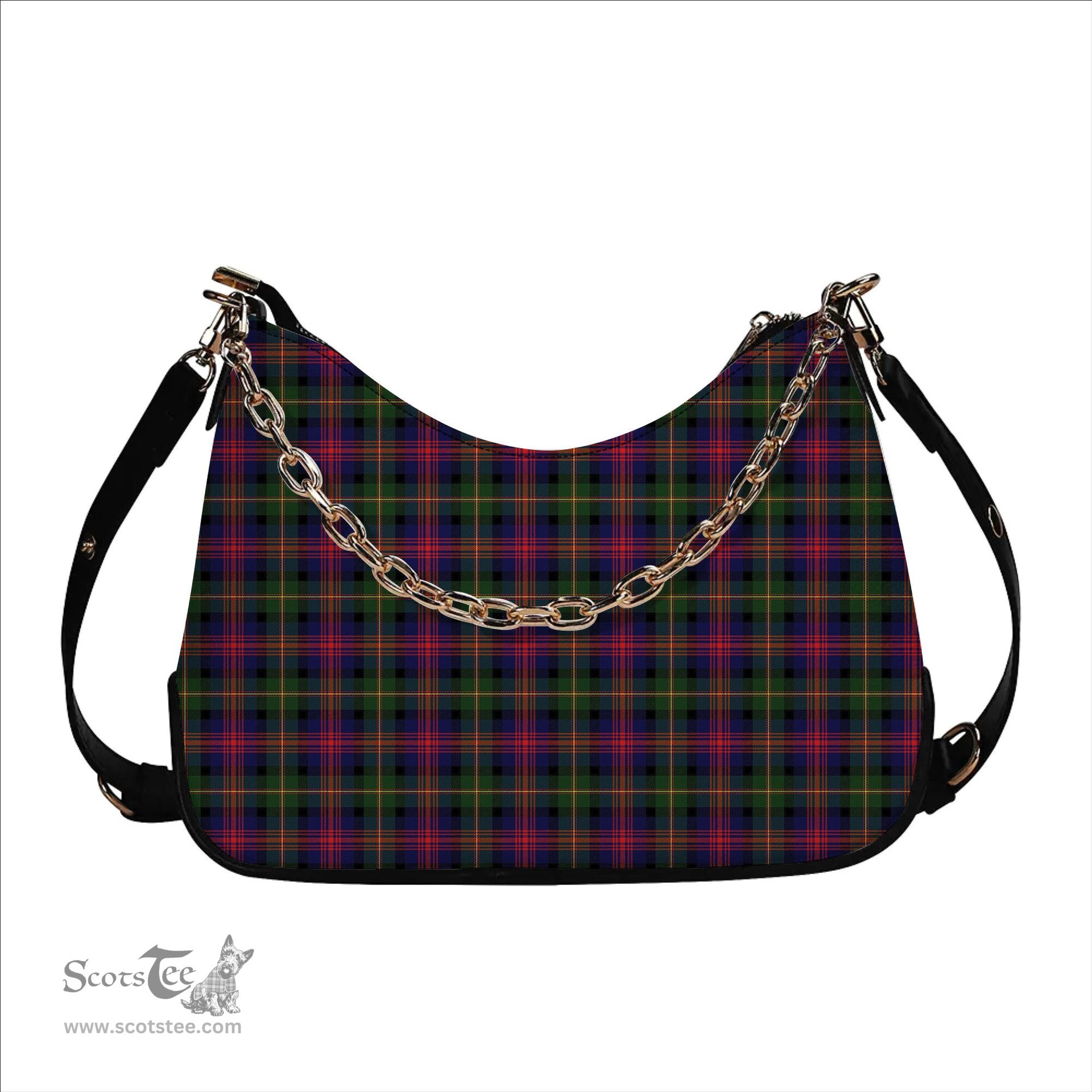 ScotsTee Shop Scottish Logan Modern Tartan Handbag Women's Shoulder Bag With Chain