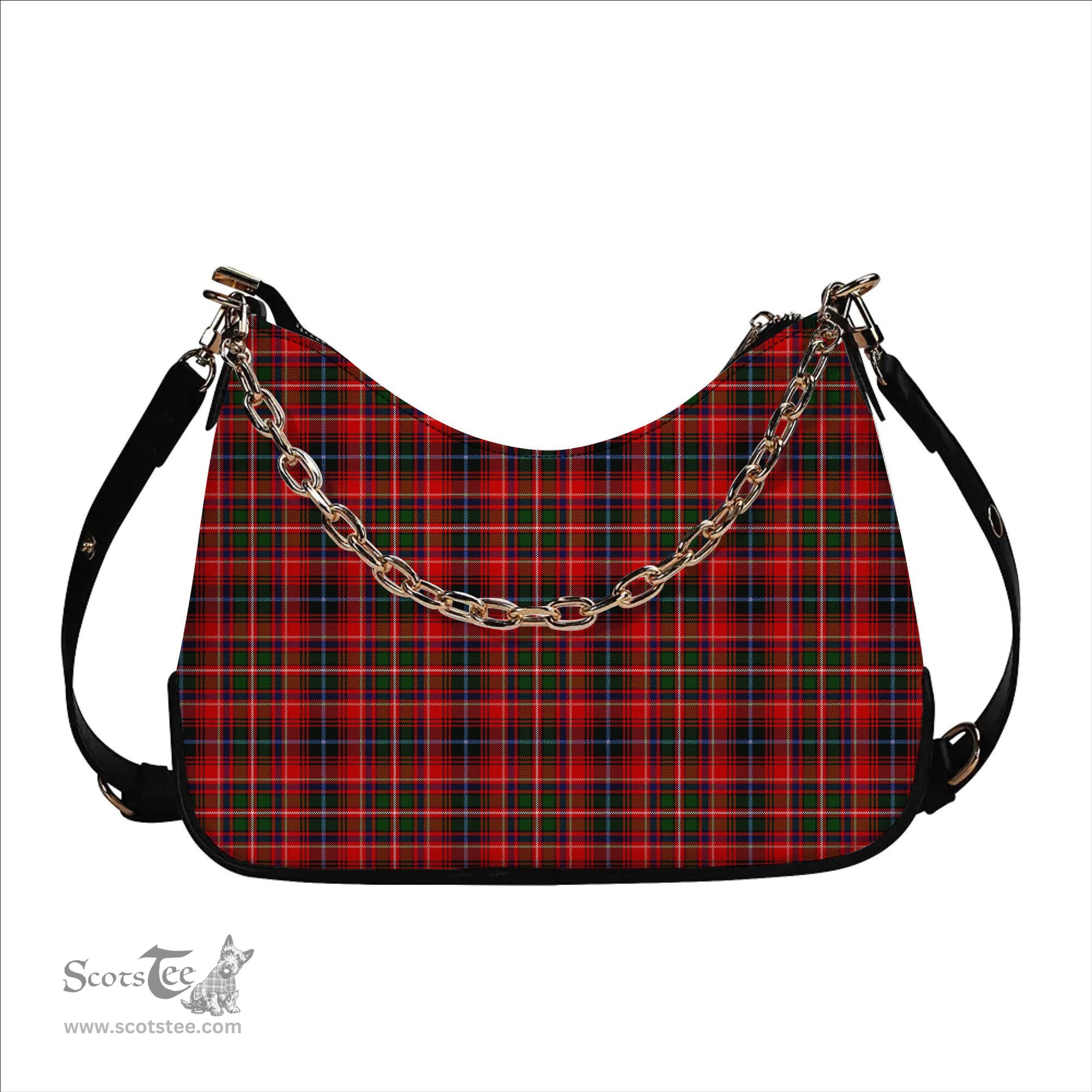 ScotsTee Shop Scottish Innes Modern Tartan Handbag Women's Shoulder Bag With Chain