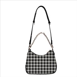 ScotsTee Shop Scottish MacPhee B&W Modern Tartan Handbag Women's Shoulder Bag With Chain