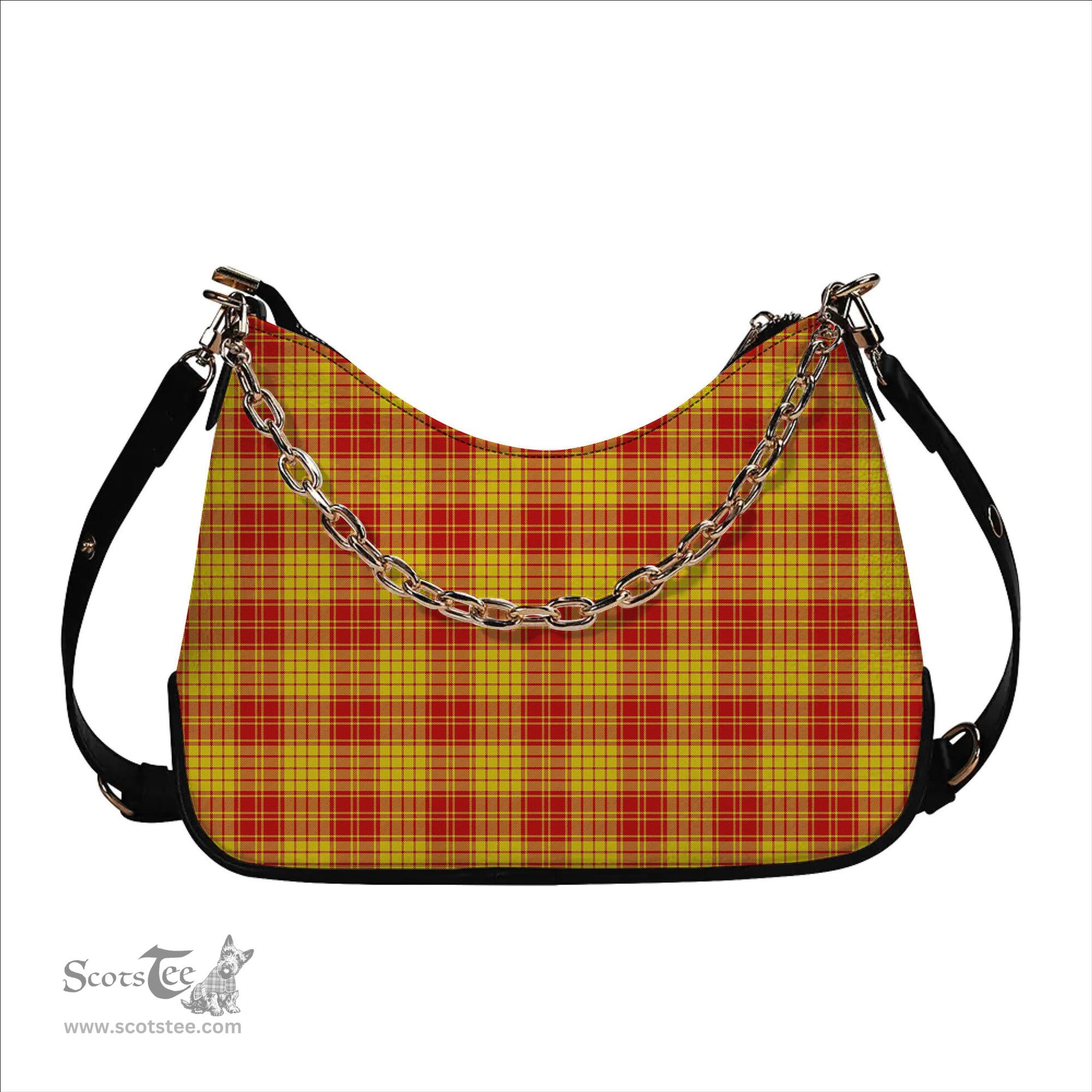 ScotsTee Shop Scottish MacMillan Dress Modern Tartan Handbag Women's Shoulder Bag With Chain