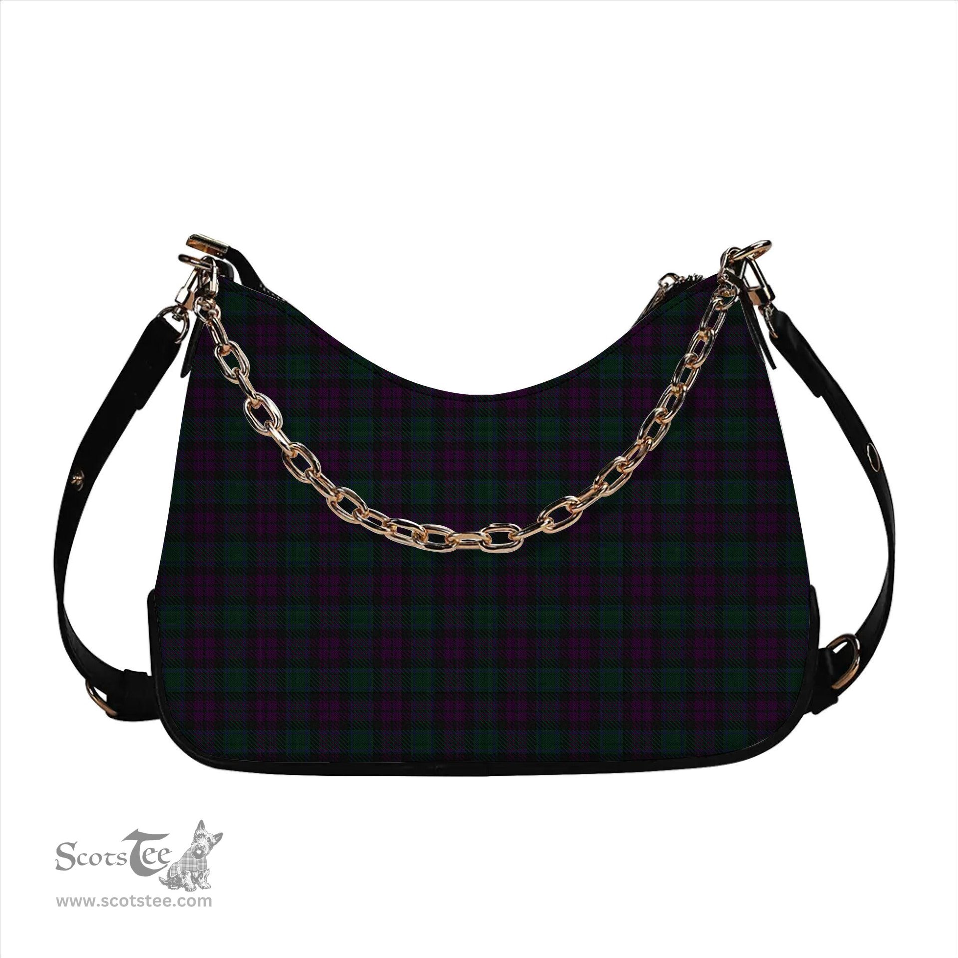 ScotsTee Shop Scottish MacArthur of Milton Hunting Tartan Handbag Women's Shoulder Bag With Chain