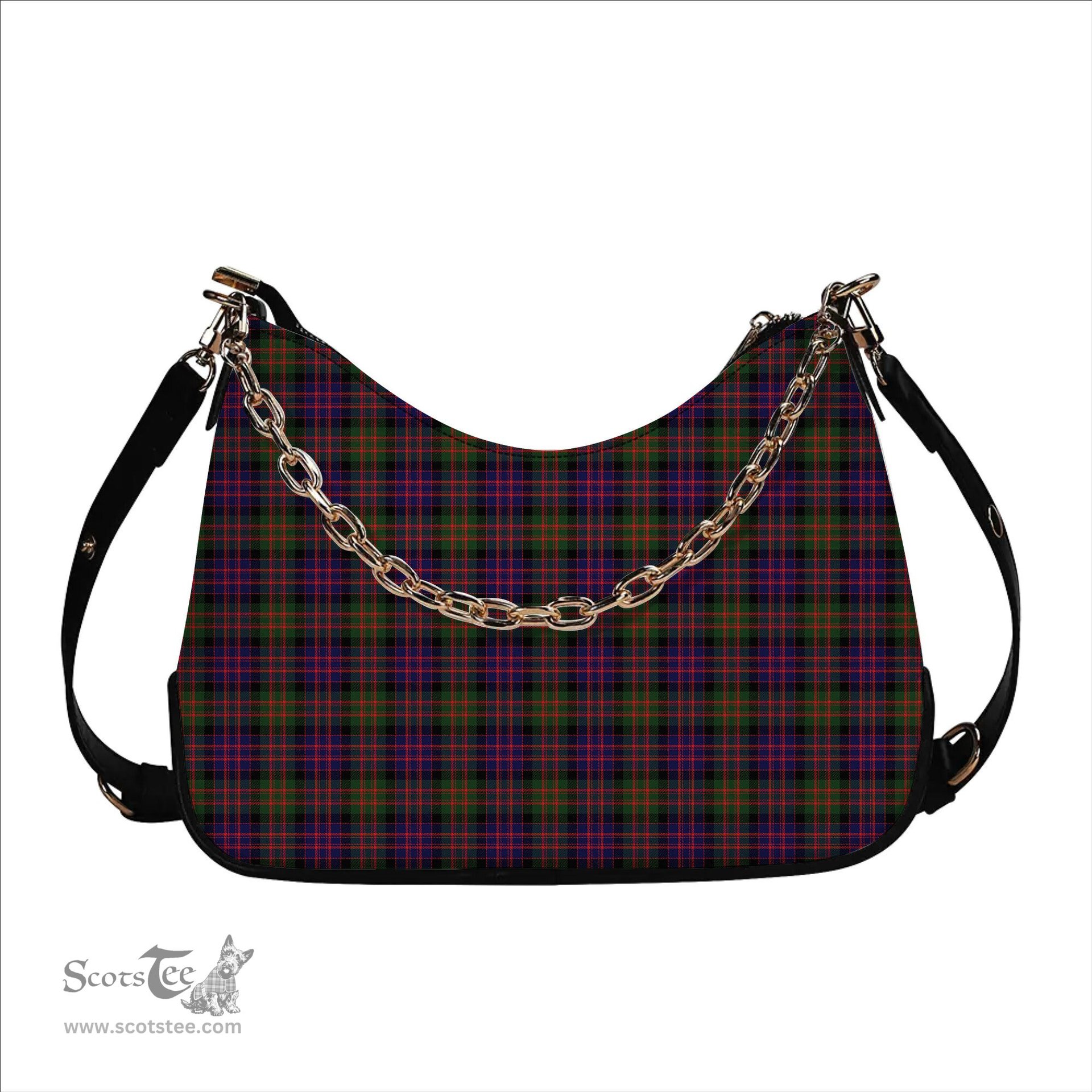 ScotsTee Shop Scottish McDonald Modern Tartan Handbag Women's Shoulder Bag With Chain