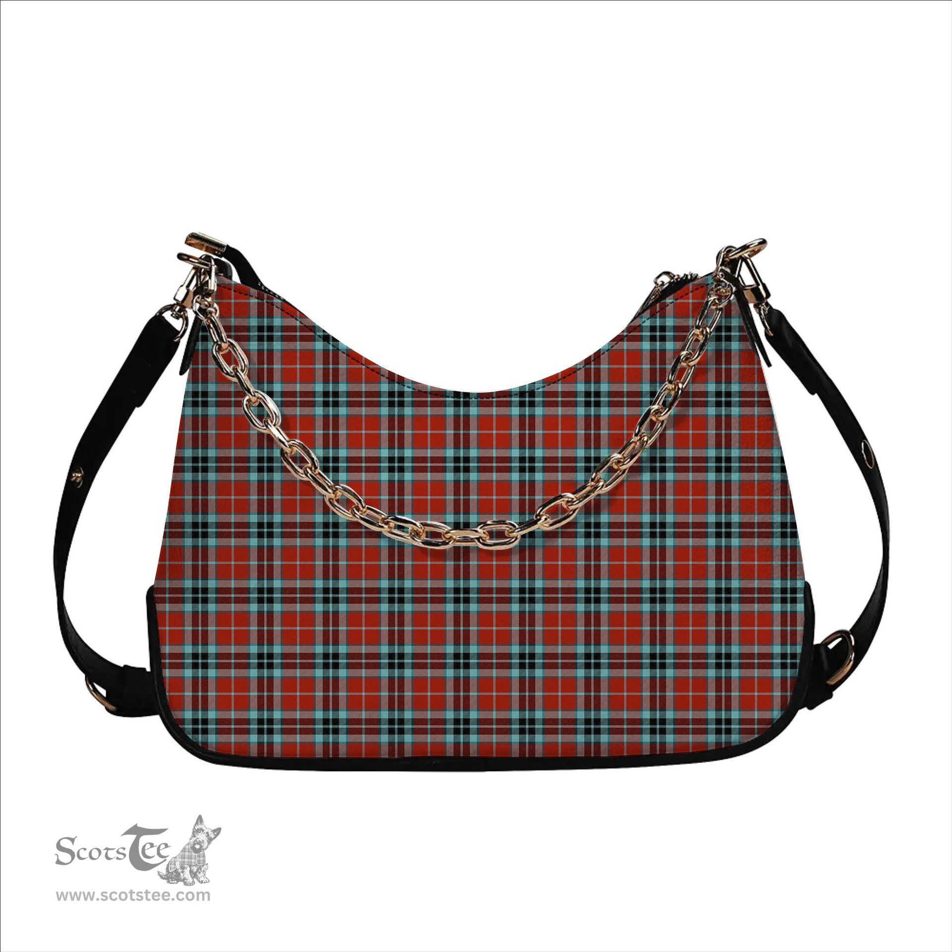 ScotsTee Shop Scottish McTavish Ancient Tartan Handbag Women's Shoulder Bag With Chain