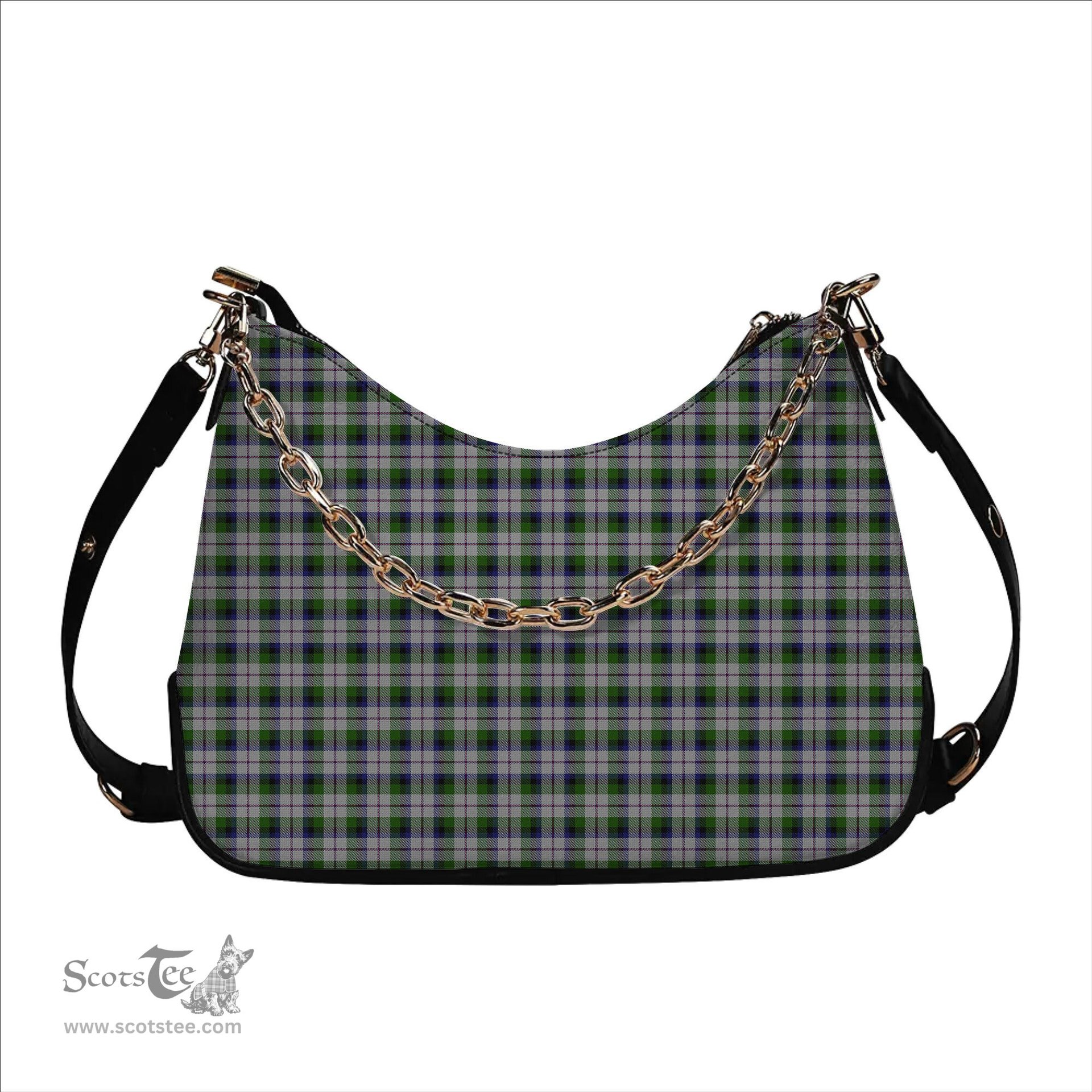 ScotsTee Shop Scottish MacNaughton Dress Tartan Handbag Women's Shoulder Bag With Chain