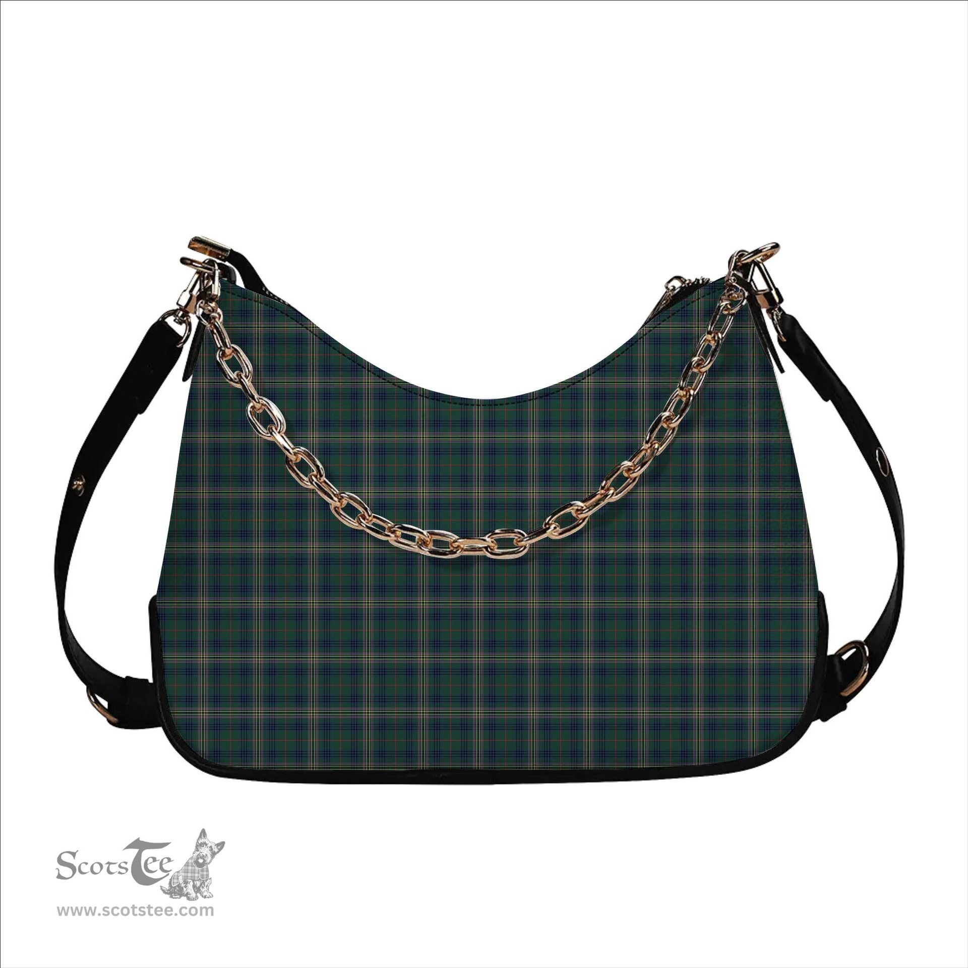 ScotsTee Shop Scottish Kennedy Modern Tartan Handbag Women's Shoulder Bag With Chain