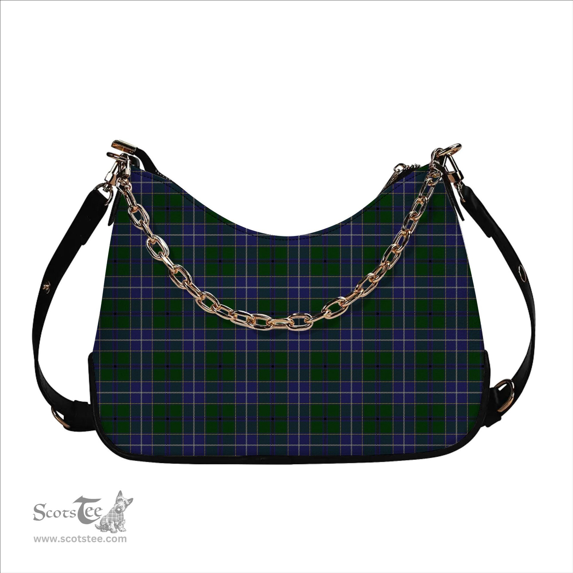 ScotsTee Shop Scottish Wishart Hunting Tartan Handbag Women's Shoulder Bag With Chain