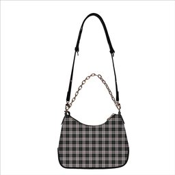 ScotsTee Shop Scottish MacPherson of Cluny Black and White Tartan Handbag Women's Shoulder Bag With Chain