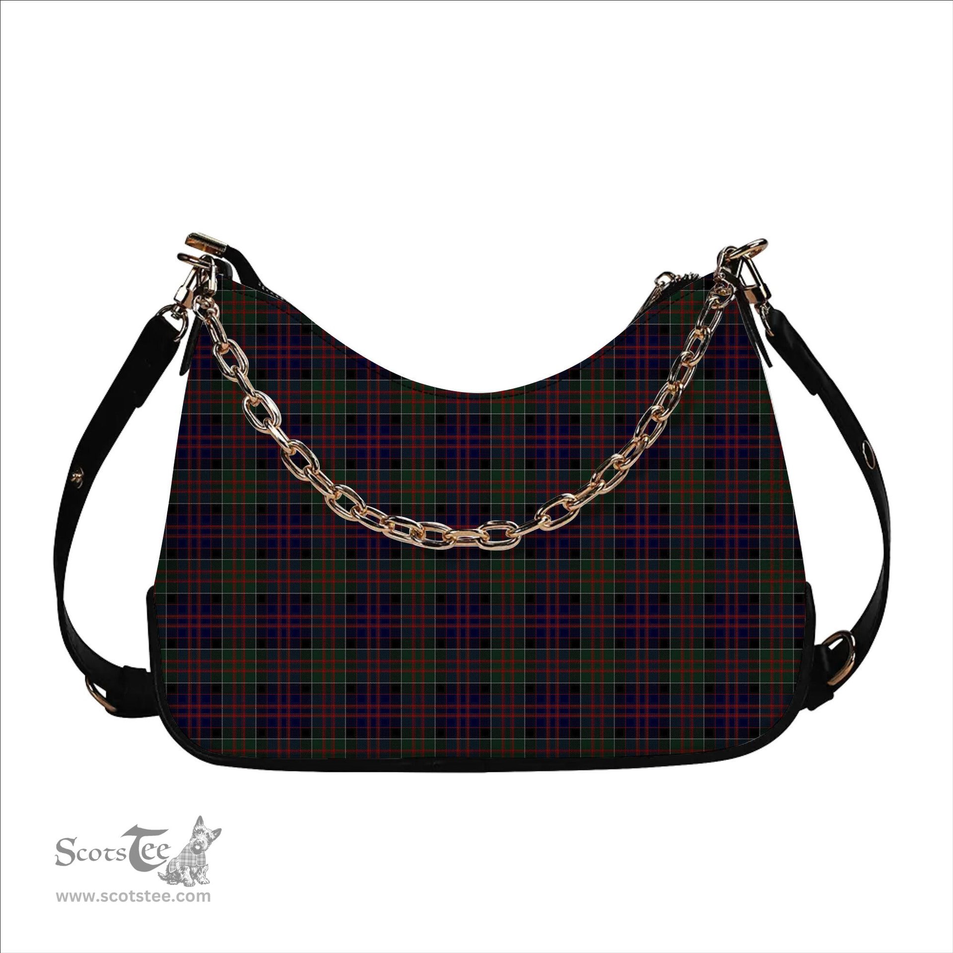 ScotsTee Shop Scottish MacDonald of Clan Ranald Tartan Handbag Women's Shoulder Bag With Chain