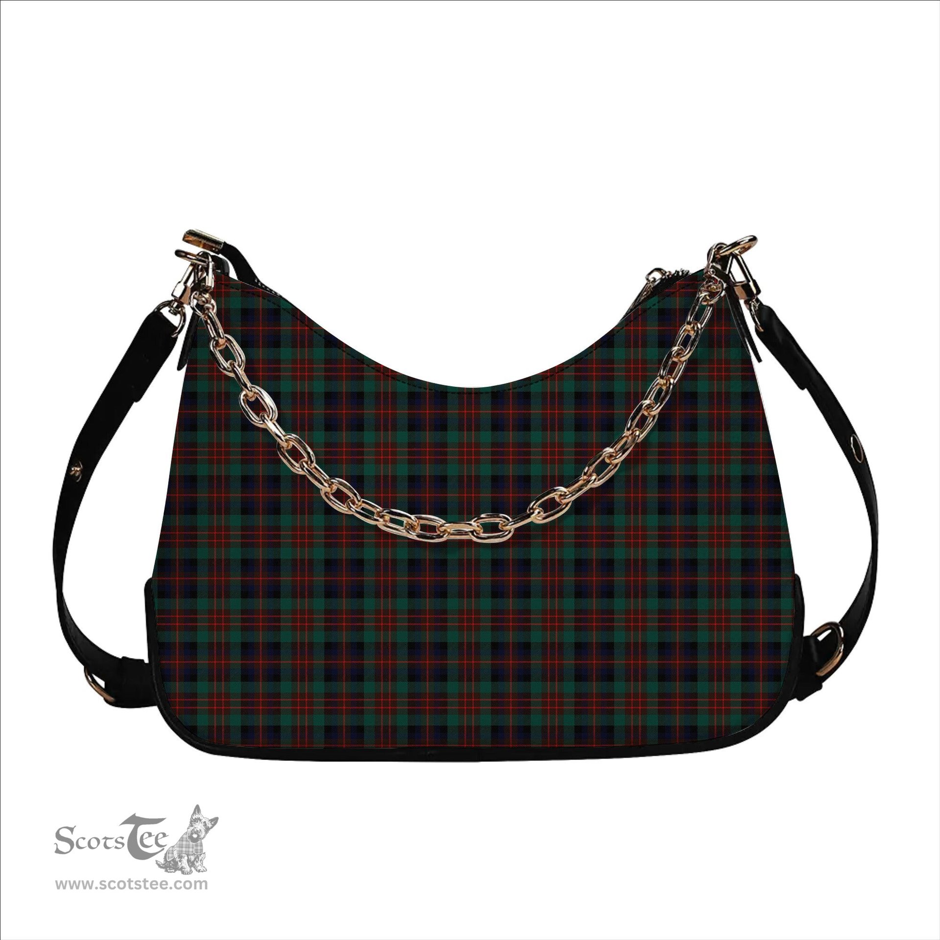 ScotsTee Shop Scottish MacDuff Hunting Modern Tartan Handbag Women's Shoulder Bag With Chain