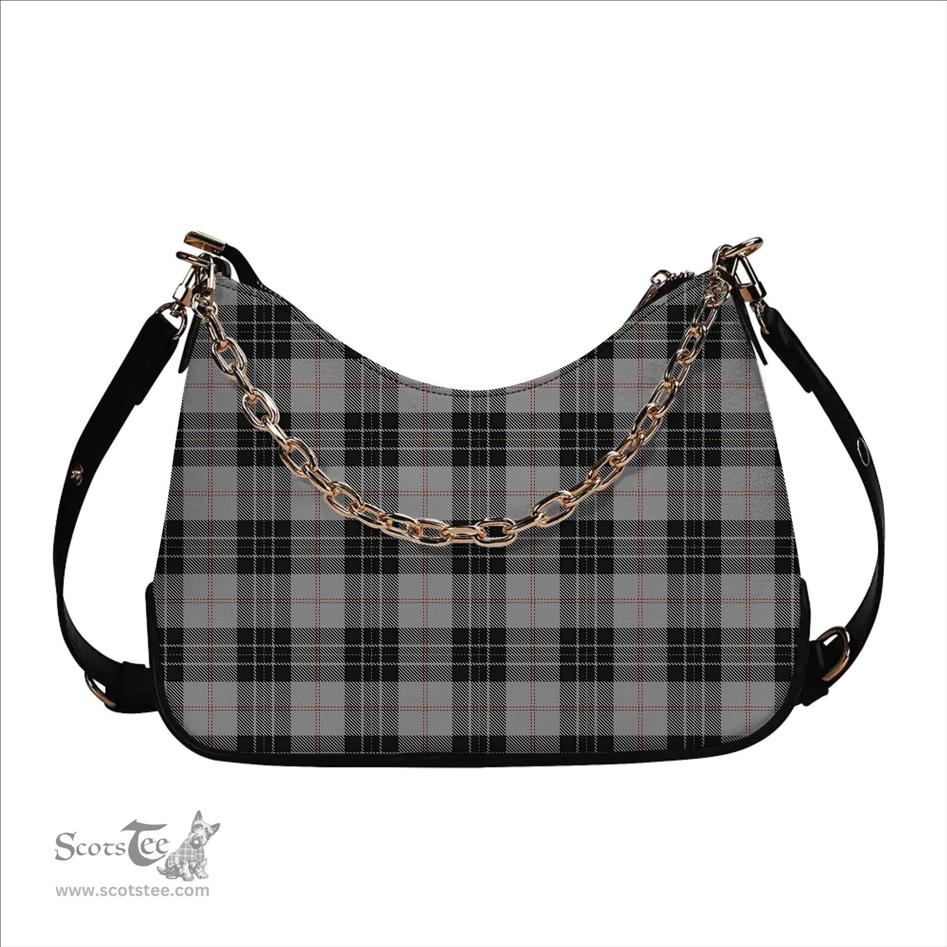 ScotsTee Shop Scottish MacPherson Dress Tartan Handbag Women's Shoulder Bag With Chain