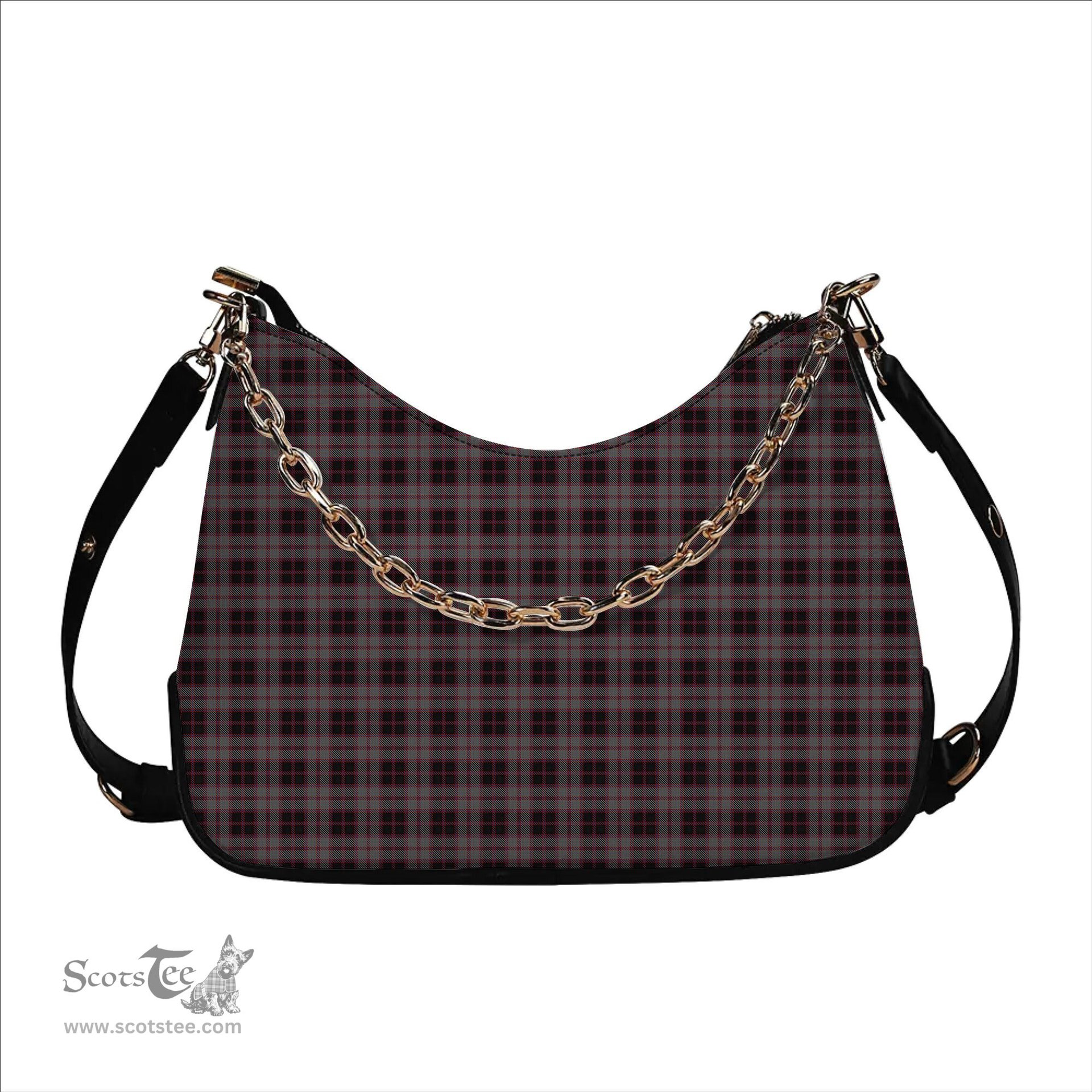 ScotsTee Shop Scottish McPherson Hunting Tartan Handbag Women's Shoulder Bag With Chain
