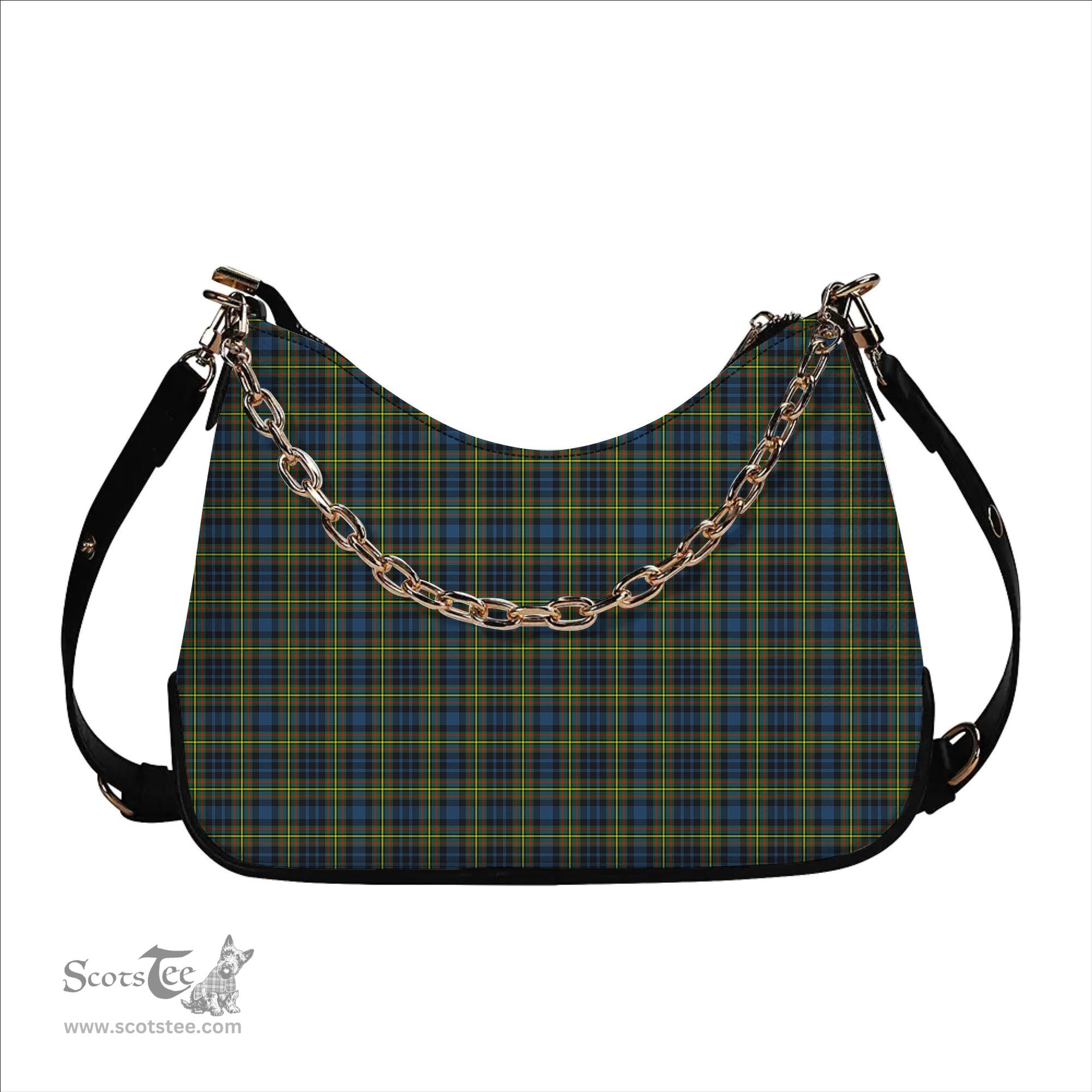 ScotsTee Shop Scottish McLellan Ancient Tartan Handbag Women's Shoulder Bag With Chain