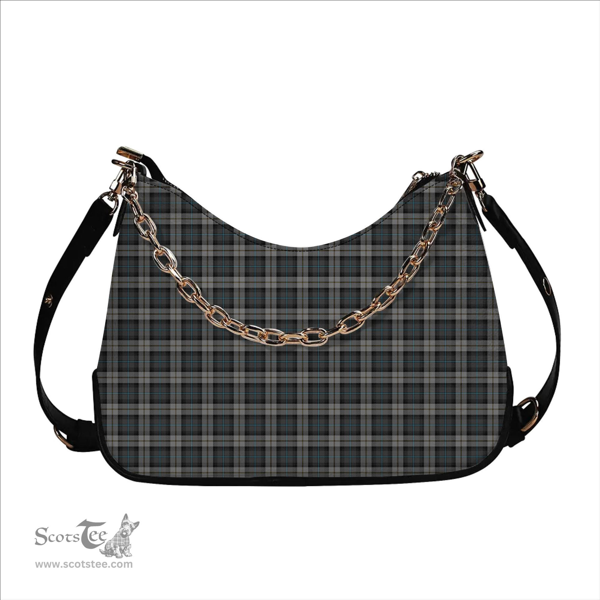 ScotsTee Shop Scottish McCandlish Dress Grey Tartan Handbag Women's Shoulder Bag With Chain