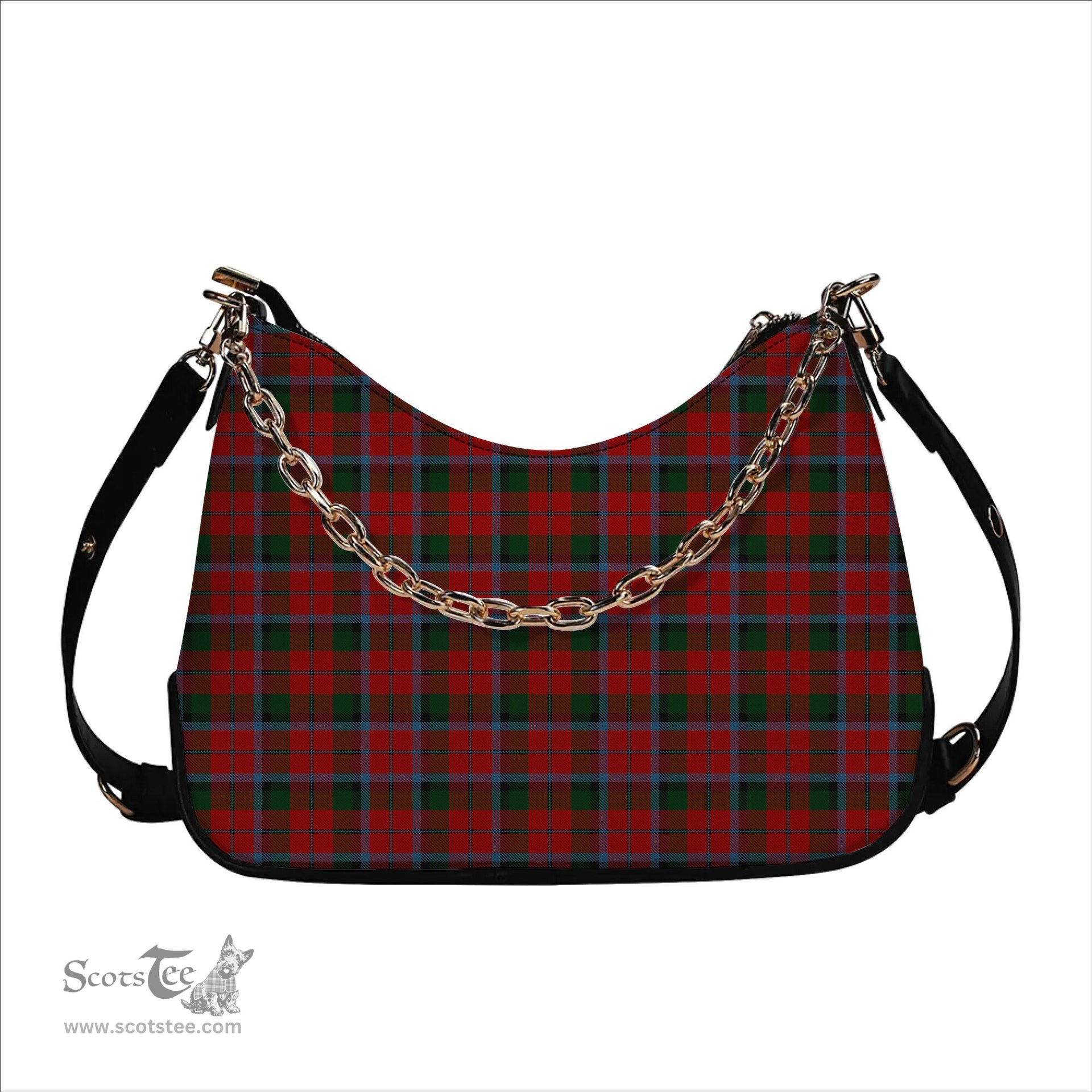 ScotsTee Shop Scottish Macnaghten Tartan Handbag Women's Shoulder Bag With Chain