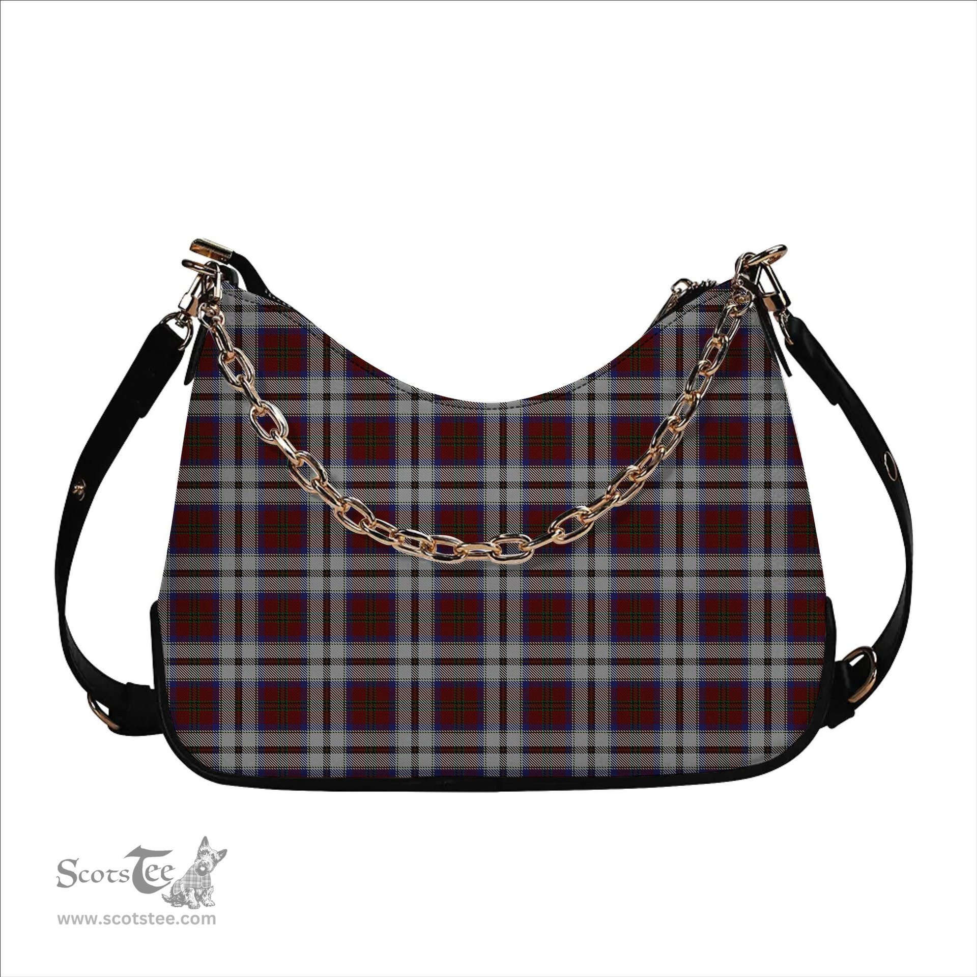 ScotsTee Shop Scottish McCulloch Dress Tartan Handbag Women's Shoulder Bag With Chain