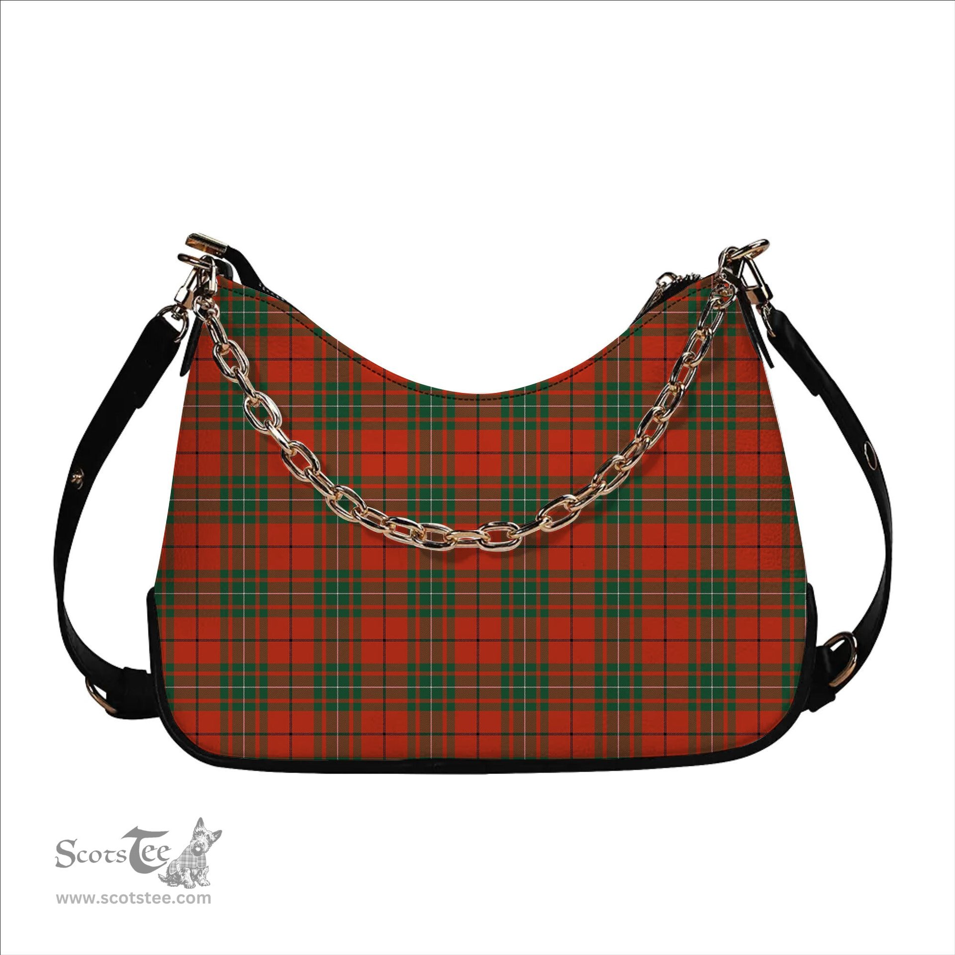 ScotsTee Shop Scottish MacAuley Ancient Tartan Handbag Women's Shoulder Bag With Chain