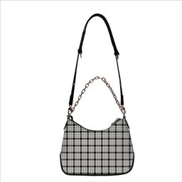 ScotsTee Shop Scottish McFarlane Black White Modern Tartan Handbag Women's Shoulder Bag With Chain